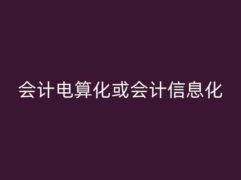 会计电算化或会计信息化