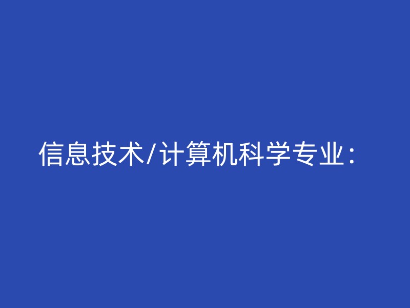 信息技术/计算机科学专业：