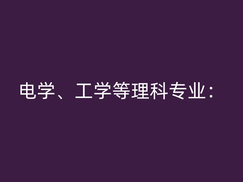 电学、工学等理科专业：