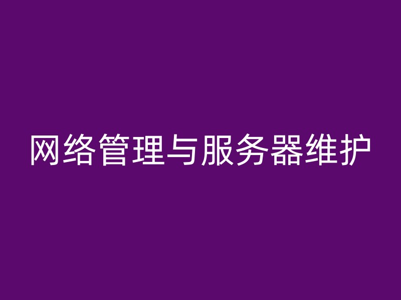 网络管理与服务器维护