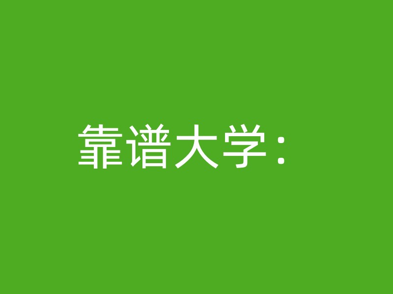 靠谱大学：