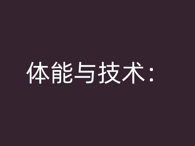 体能与技术：