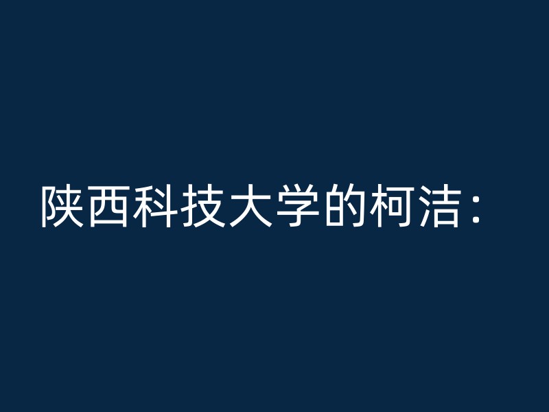 陕西科技大学的柯洁：