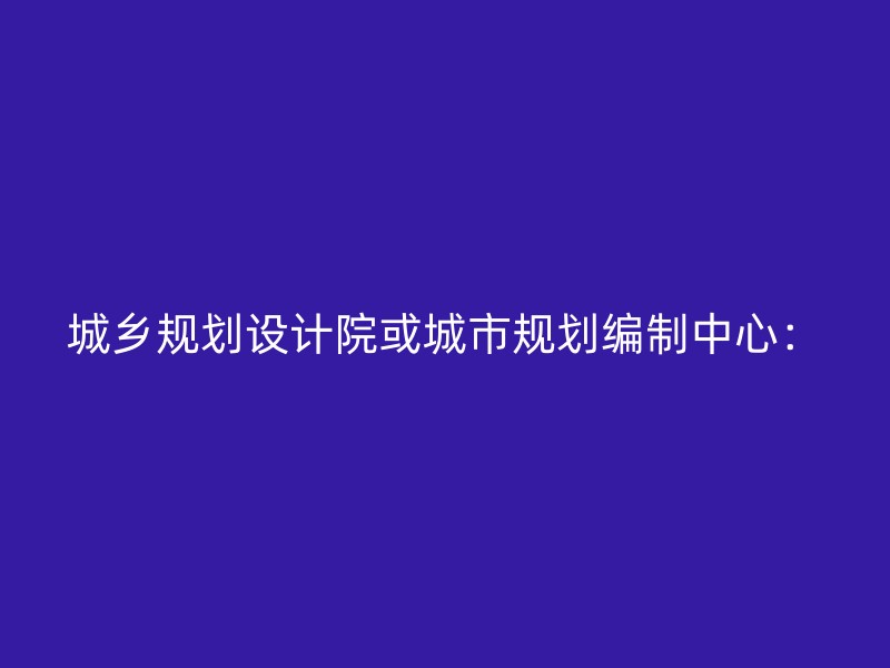 城乡规划设计院或城市规划编制中心：