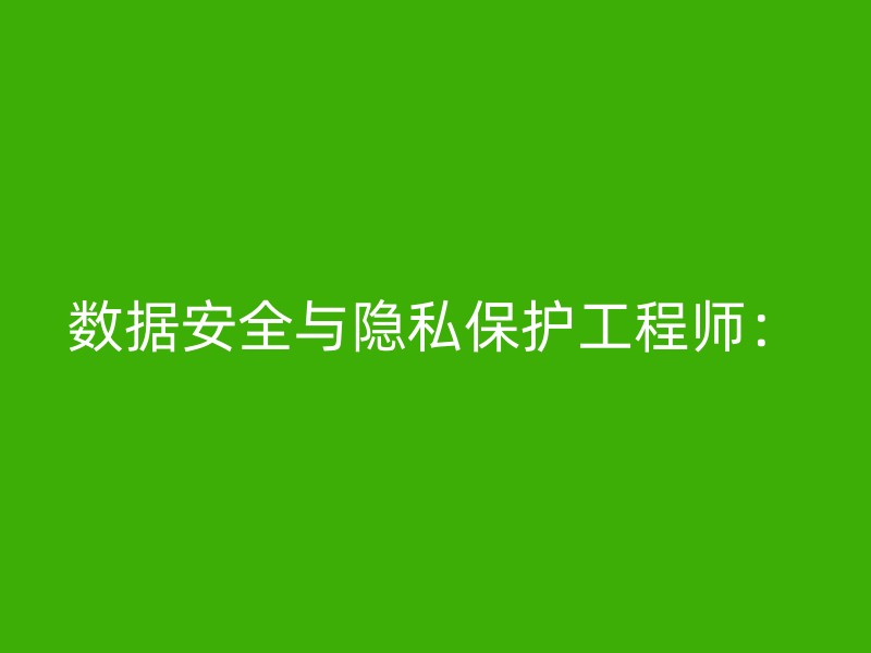 数据安全与隐私保护工程师：