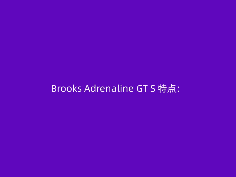 Brooks Adrenaline GT S 特点：