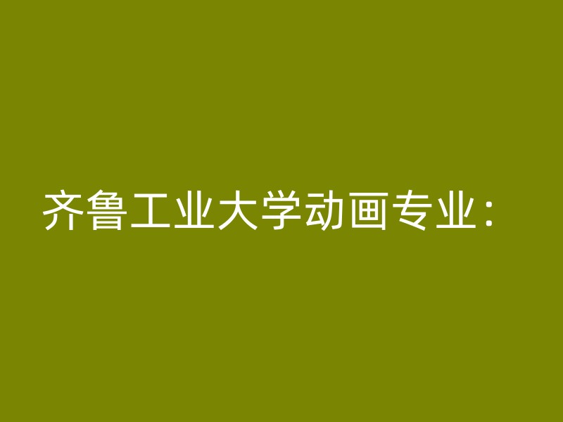 齐鲁工业大学动画专业：