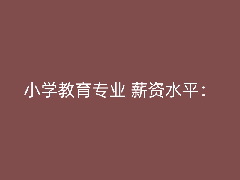 小学教育专业 薪资水平：