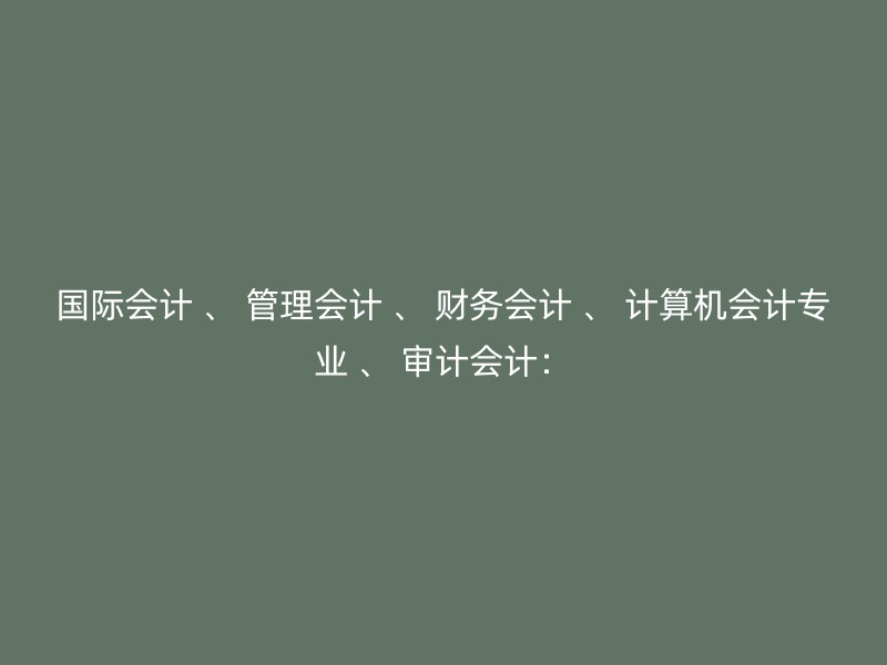 国际会计 、 管理会计 、 财务会计 、 计算机会计专业 、 审计会计：