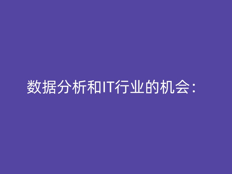 数据分析和IT行业的机会：