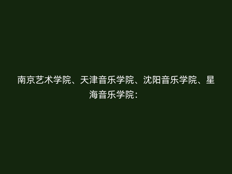 南京艺术学院、天津音乐学院、沈阳音乐学院、星海音乐学院：