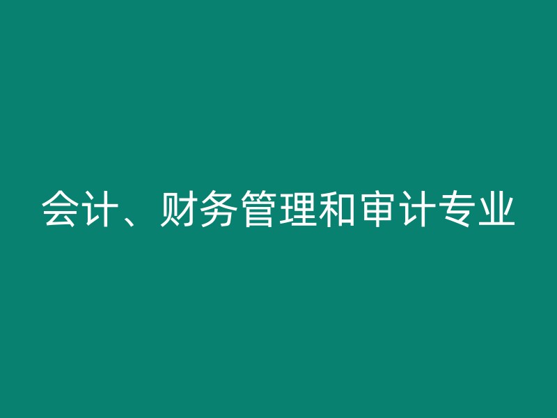 会计、财务管理和审计专业