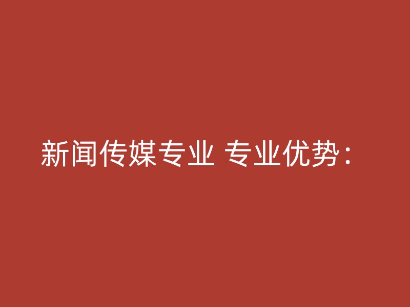 新闻传媒专业 专业优势：