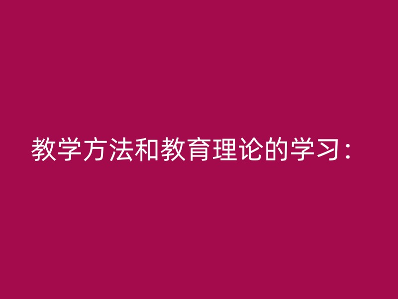 教学方法和教育理论的学习：