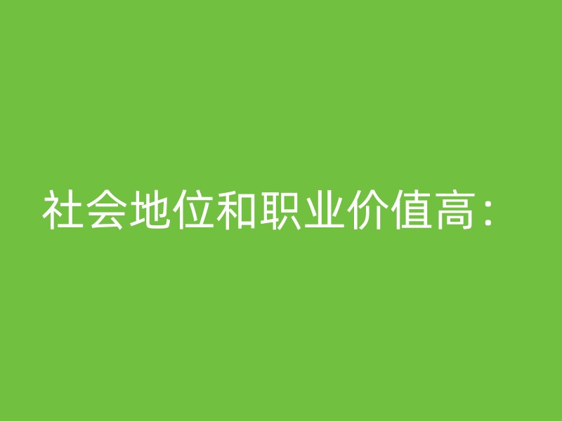 社会地位和职业价值高：