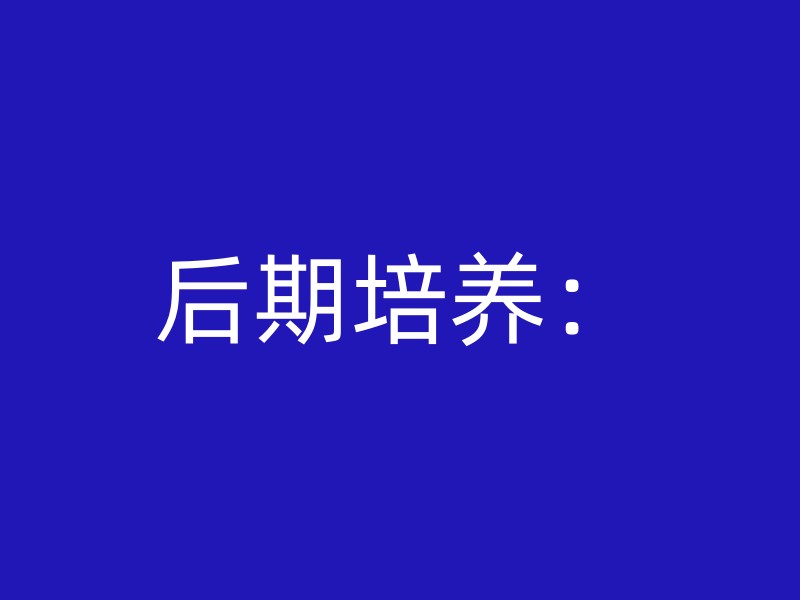 后期培养：