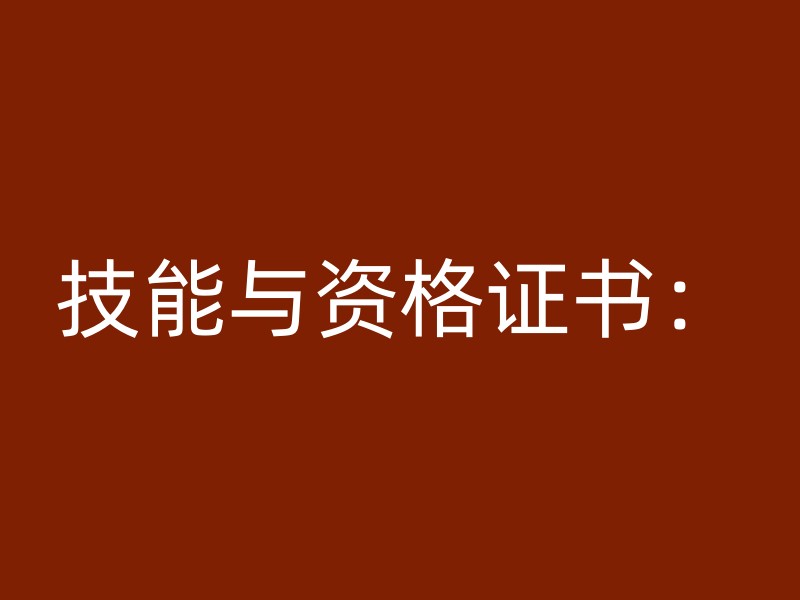 技能与资格证书：