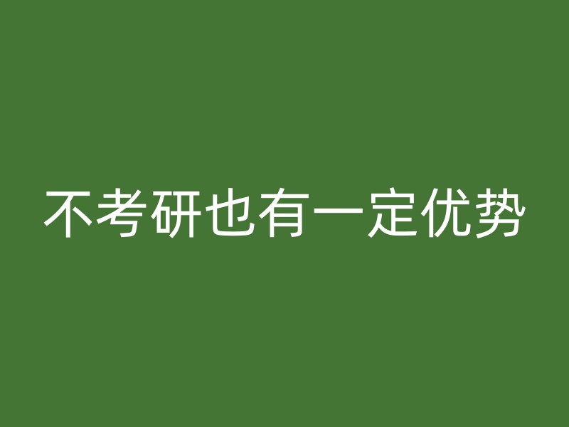 不考研也有一定优势