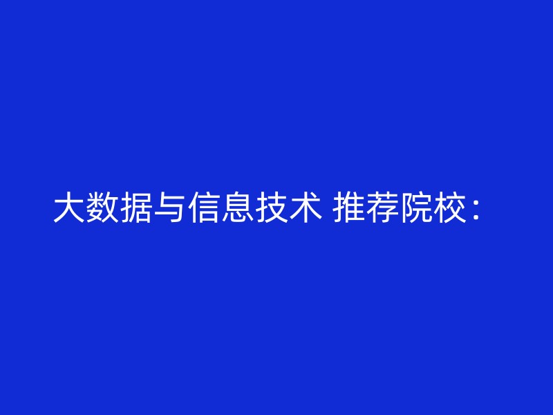 大数据与信息技术 推荐院校：