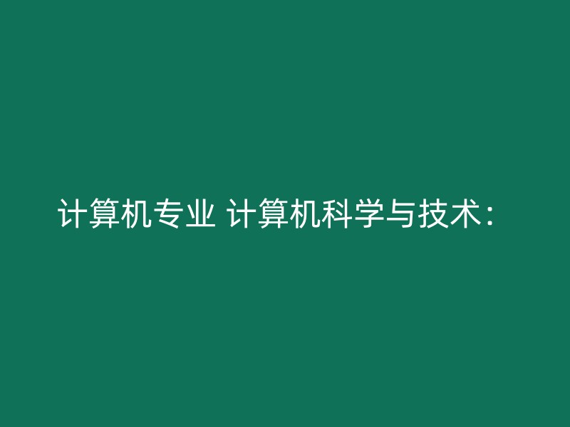 计算机专业 计算机科学与技术：