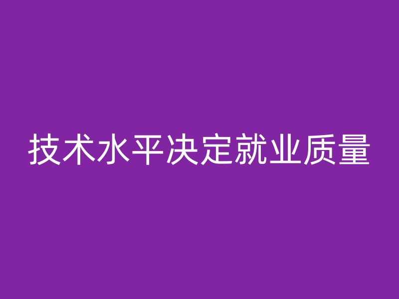 技术水平决定就业质量