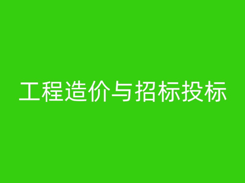 工程造价与招标投标