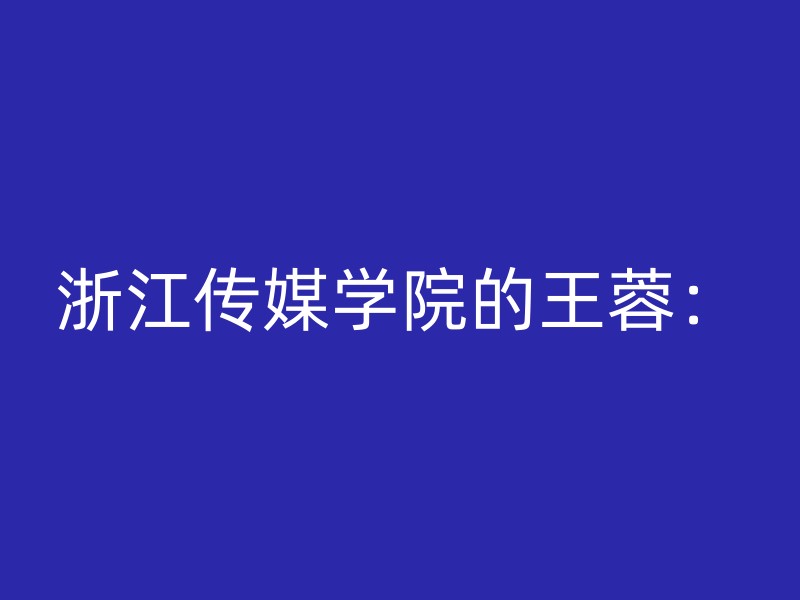 浙江传媒学院的王蓉：