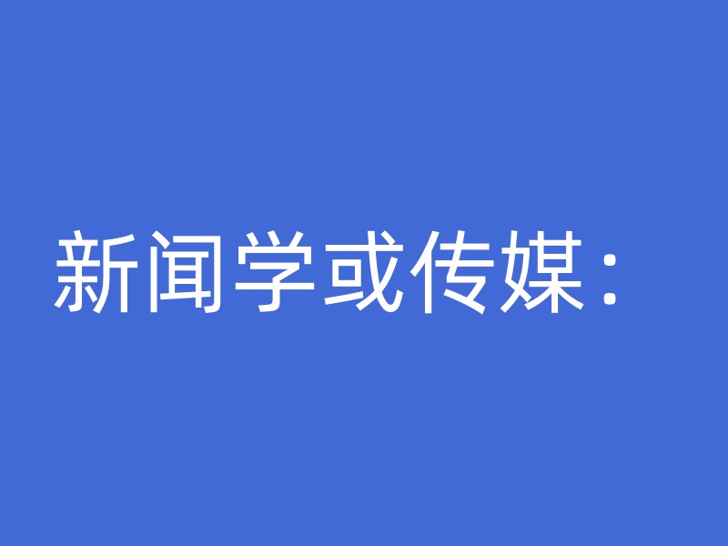 新闻学或传媒：