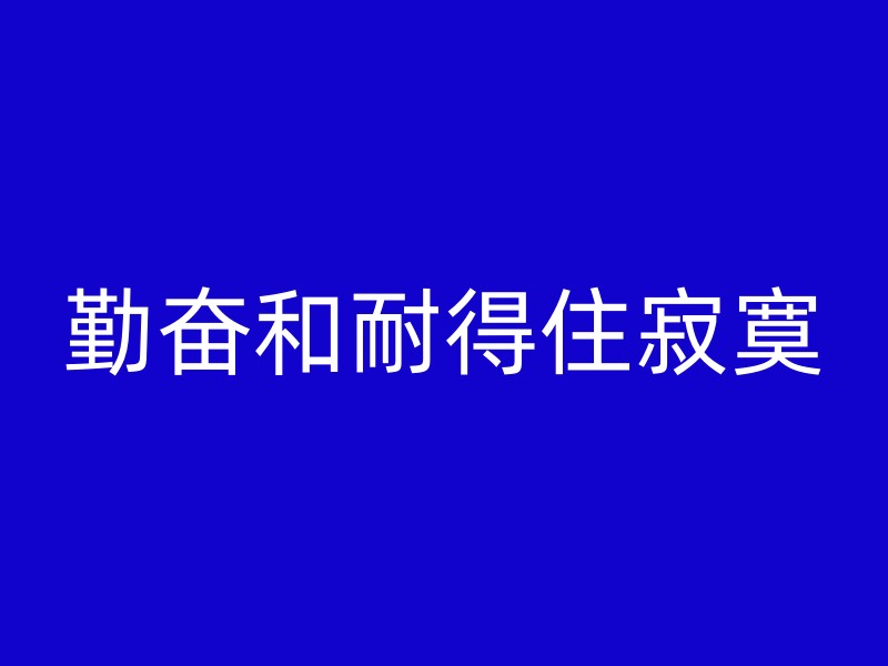 勤奋和耐得住寂寞