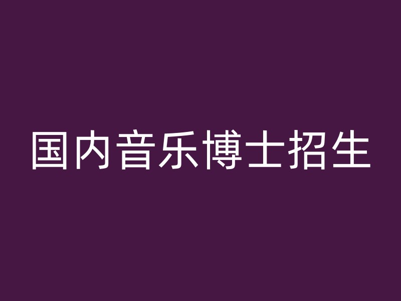 国内音乐博士招生