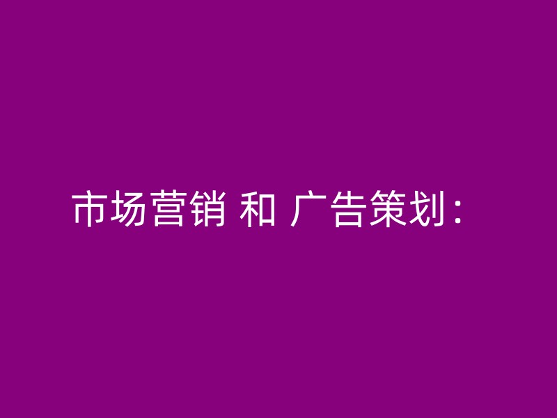 市场营销 和 广告策划：