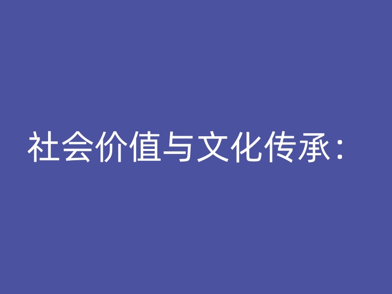 社会价值与文化传承：