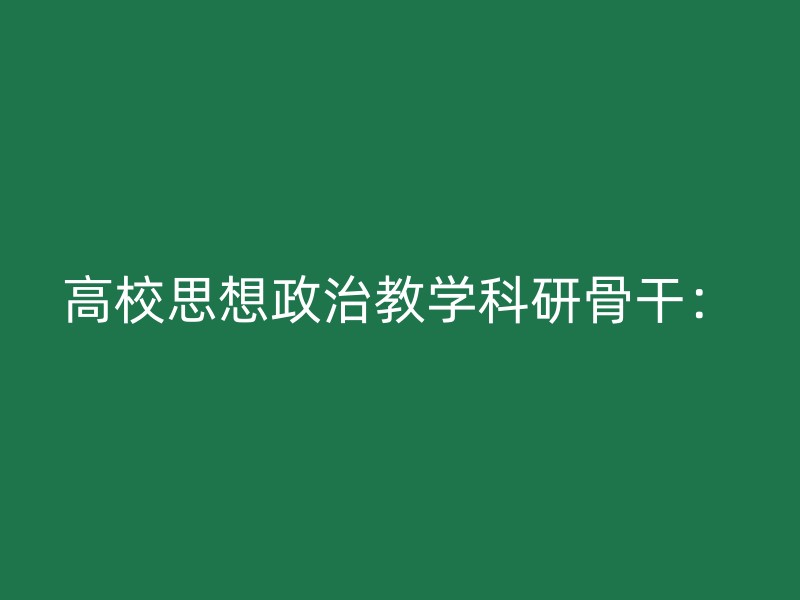 高校思想政治教学科研骨干：