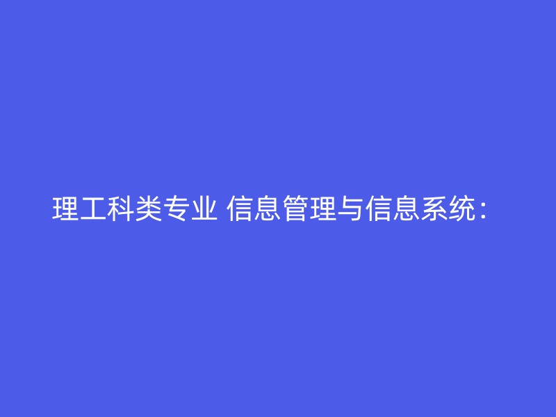 理工科类专业 信息管理与信息系统：