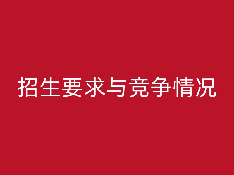 招生要求与竞争情况