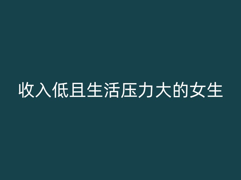 收入低且生活压力大的女生