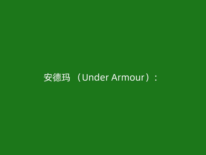 安德玛 （Under Armour）：