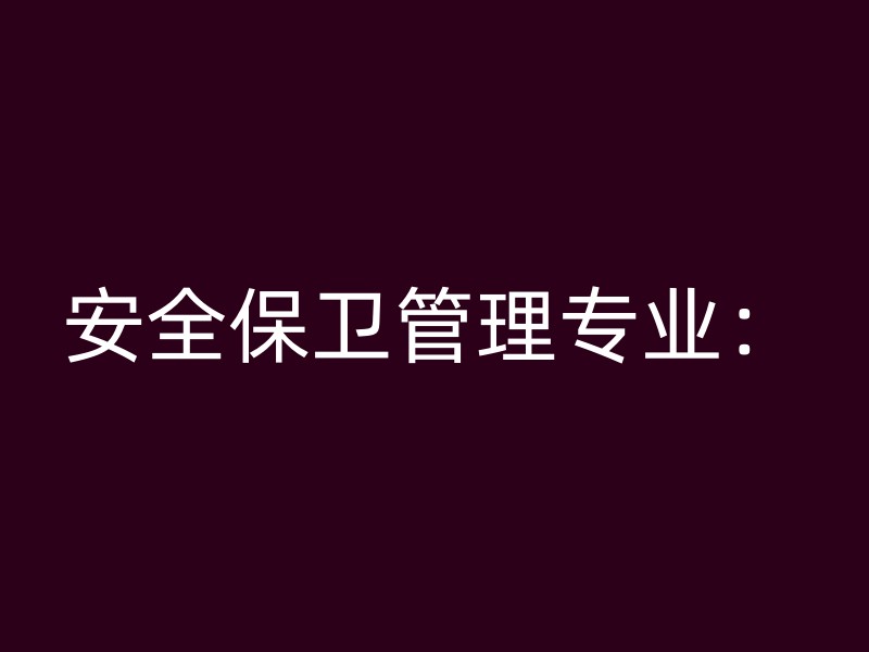 安全保卫管理专业：