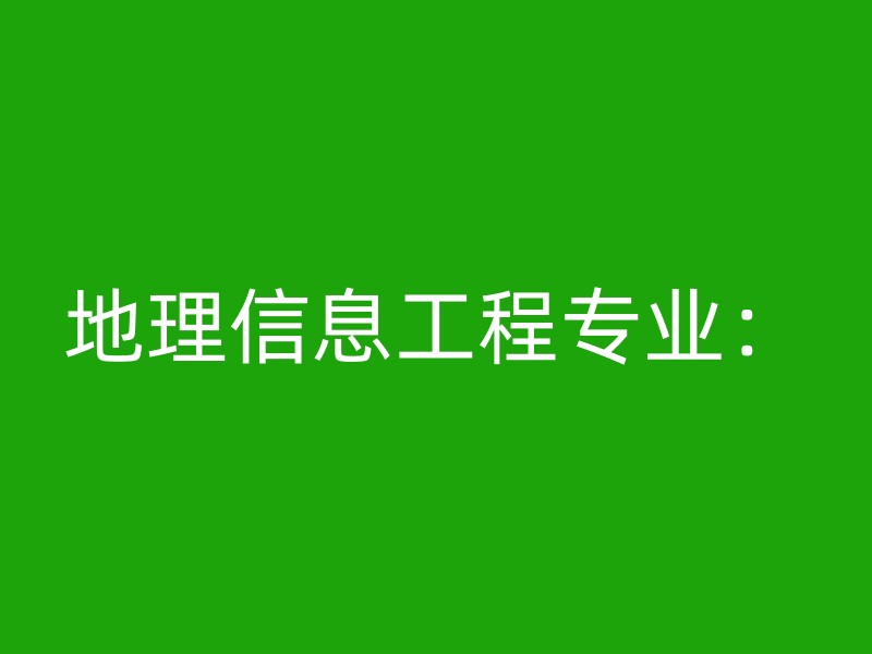 地理信息工程专业：