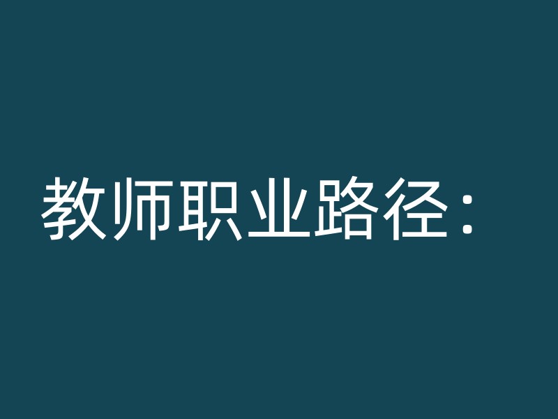 教师职业路径：