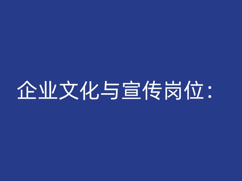 企业文化与宣传岗位：