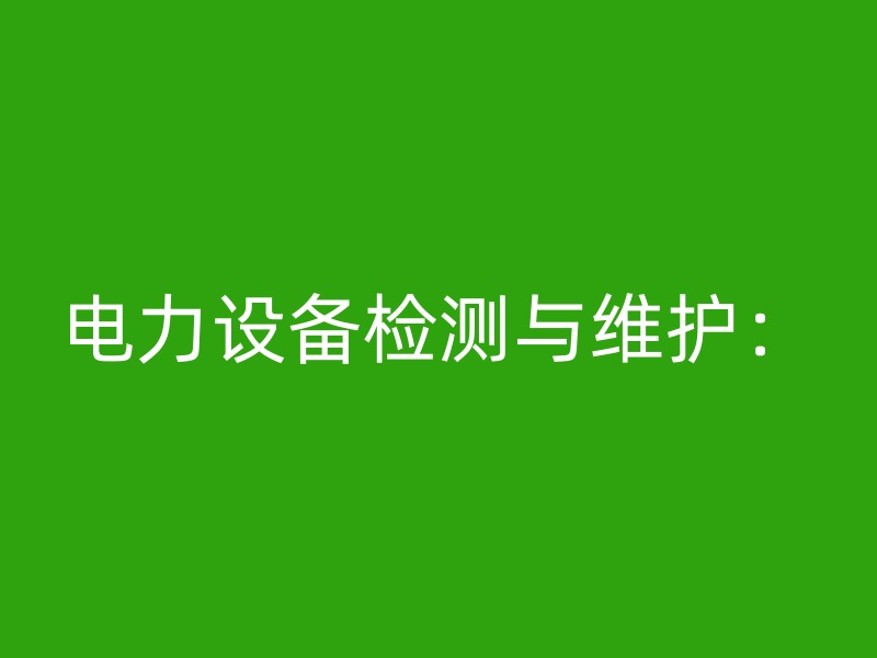 电力设备检测与维护：