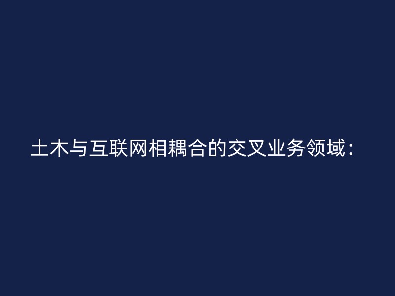 土木与互联网相耦合的交叉业务领域：