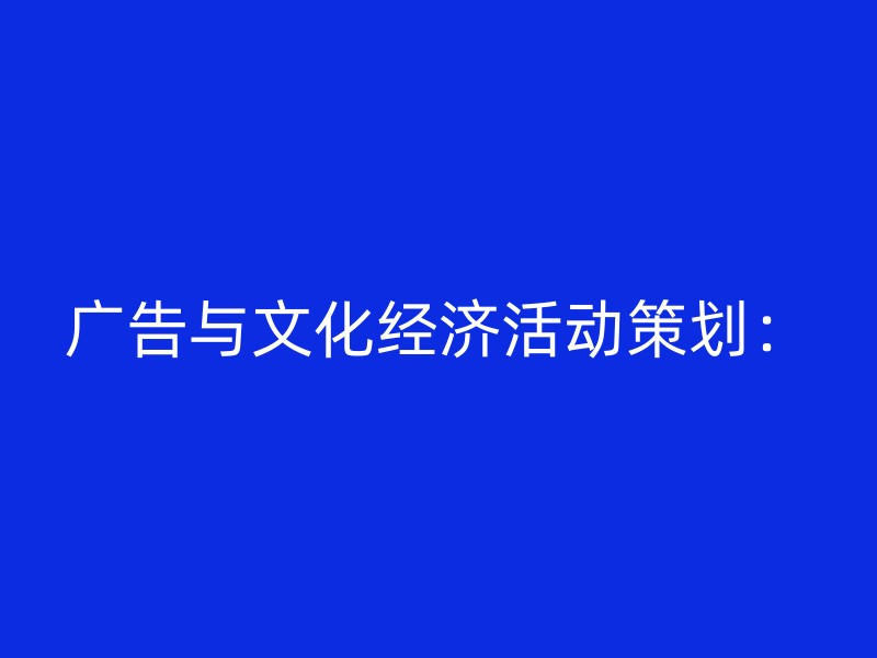 广告与文化经济活动策划：