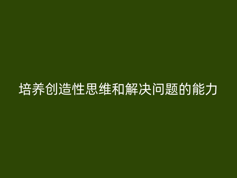 培养创造性思维和解决问题的能力