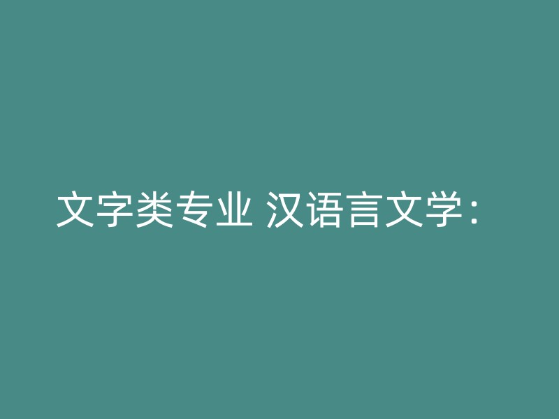 文字类专业 汉语言文学：