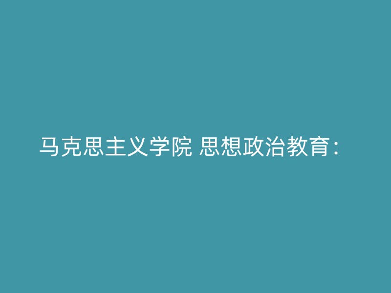 马克思主义学院 思想政治教育：