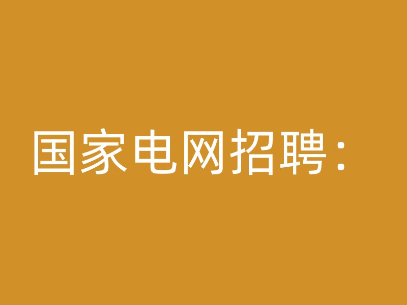 国家电网招聘：