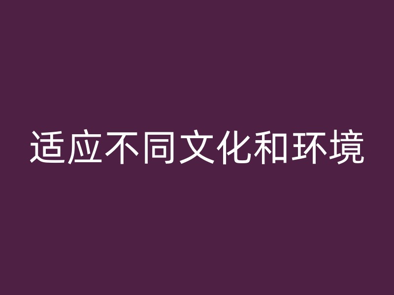 适应不同文化和环境