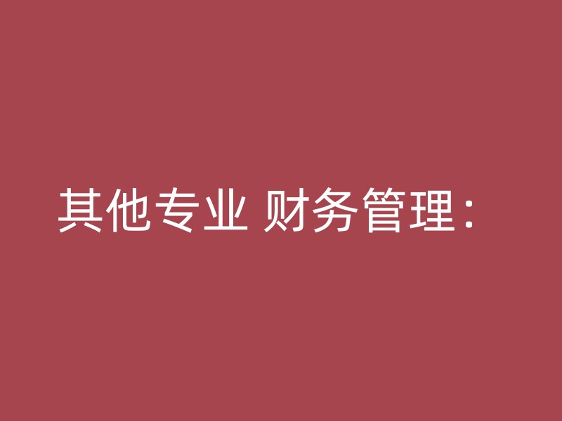 其他专业 财务管理：